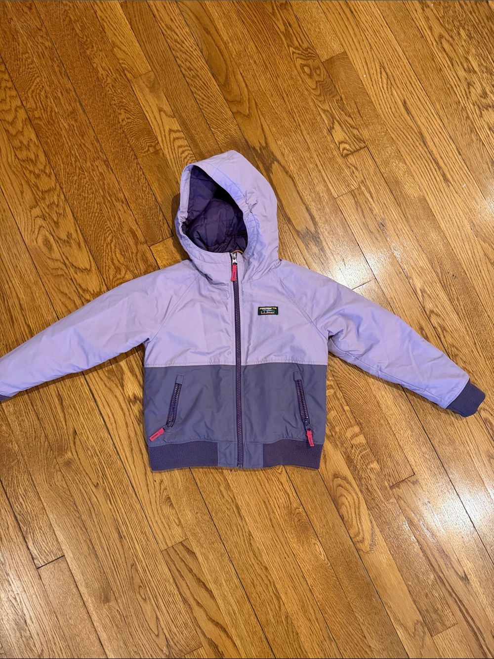 LL Bean little kids M 5-6 two tone purple medium weight insulated jacket